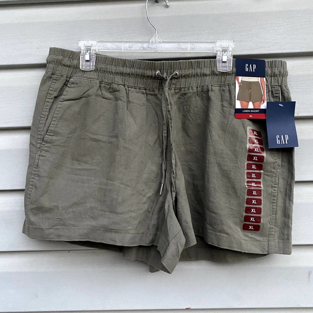 NWT Gap Green Linen Draw String Shorts